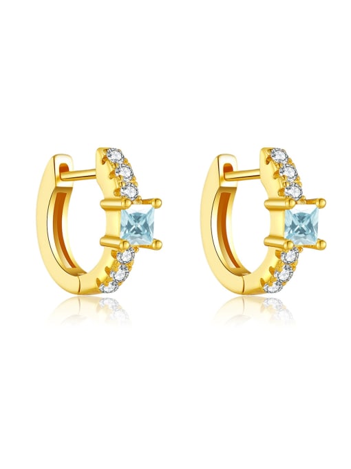 18k gold [blue] 925 Sterling Silver Cubic Zirconia Geometric Dainty Stud Earring